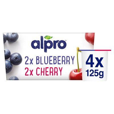 Alpro Soya Blueberry & Cherry Dairy Free Yogurt Alternative4x125g