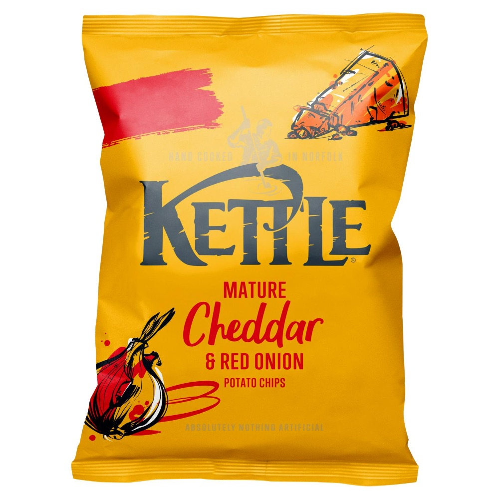 Kettle Mature Cheddar & Red Onion Potato Chips 130g